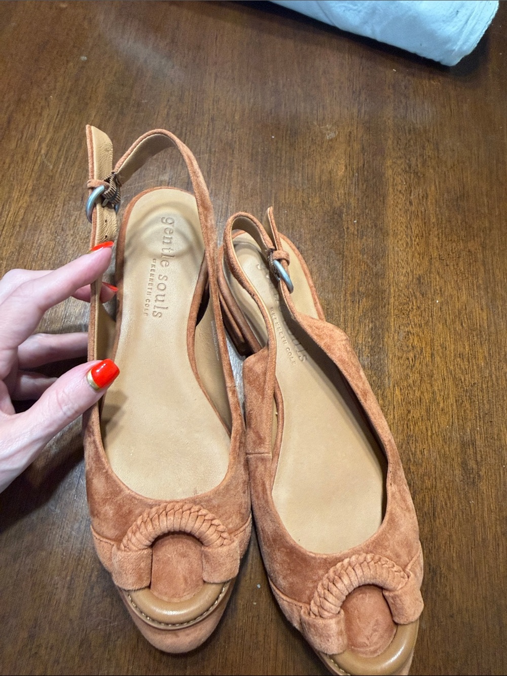 Kenneth Cole Suede Braided Toe Slingback Mules in Rust